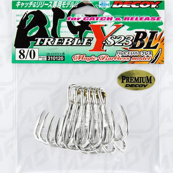 DECOY TREBLE HOOKS Y-S23BL Barbless (Made in Japan)